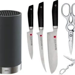 Ceppo Completo Di Coltelli Giapponesi Kasumi VG10 Pro E Forbice Forgiata