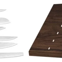 Ceppo Vela In Noce Completo Di 7 Coltelli Giapponesi Damasco Kasumi