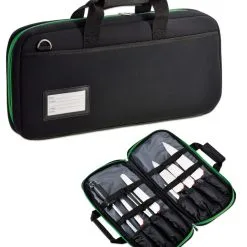 Borsa Porta-coltelli In Neopreme - Valigetta 8 Posizioni Con Bordo Verde Vuota
