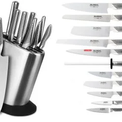 #GlobalTop: Ceppo Completo Di 10 Coltelli Global E 1 Acciaino PERSONALIZZATO Con Incisione Laser