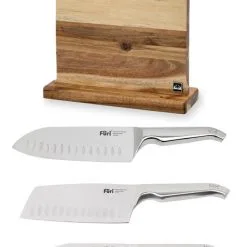 Ceppo In Acacia Magnetico Completo Di 3 Coltelli Di Füri Pro