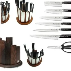 Ceppo Completo Di 6 Coltelli Giapponesi SAN MAI Tsubame Tamahagane E Forbice Kai