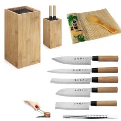 Ceppo Oriente: Ceppo Completo Di 5 Coltelli Serie Classic + Sushi Set+ Pinza