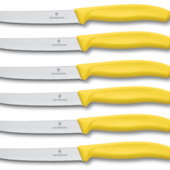Coltelli Da Tavola Ondulati Di Victorinox Manico Giallo - Set 6 Coltelli Tavola