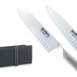 #KNIFENUT: Avvolgibile Completo Di 2 Coltelli Global Con Alveole