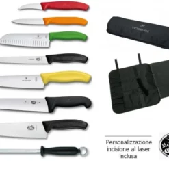 Valigetta Completa 7 Coltelli 1 Acciaino Victorinox PERSONALIZZATA